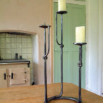 Forged blacksmith triple candlestick