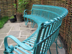 curved blacksmith wrought iron bench