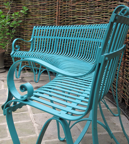 Wrought ironwork curved bench