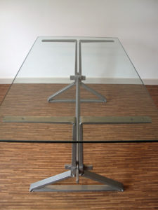 wedge trestle table contemporary design