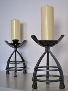 contemporary large forged iron candlesticks