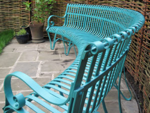 curved garden bench
