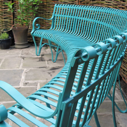 curved garden bench