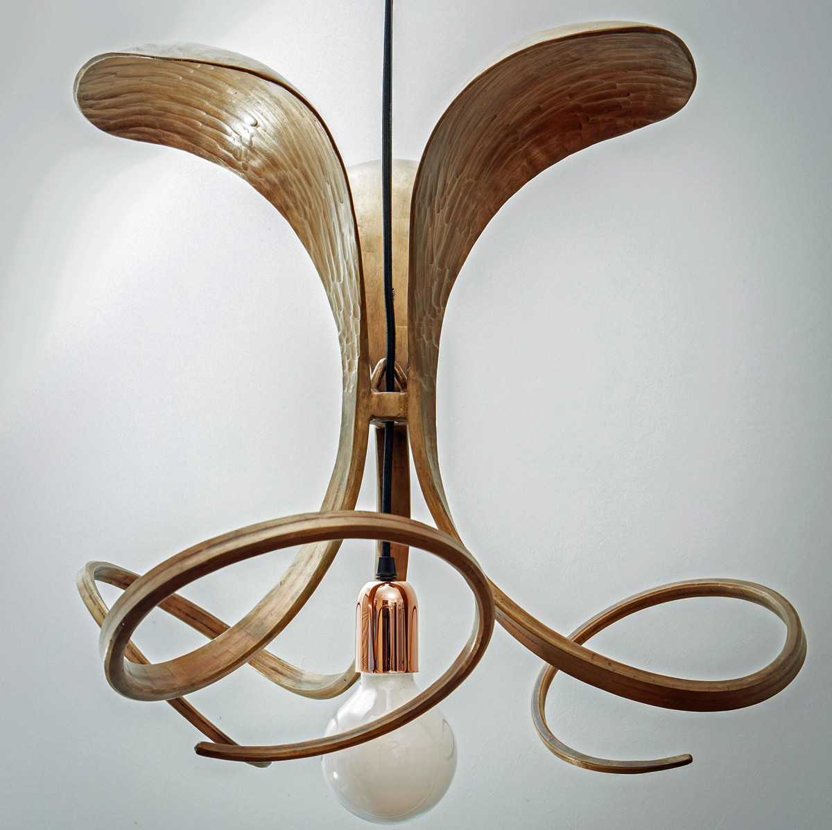 forged bronze sculptural light fitting