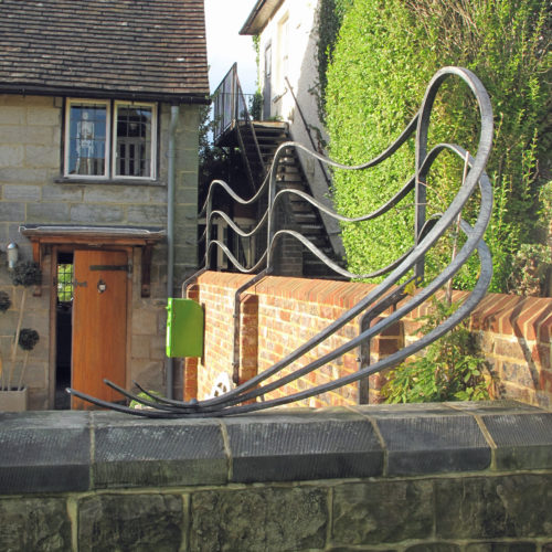 sculptural contemporary metal railing trellis