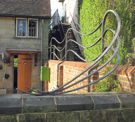 sculptural contemporary metal railing trellis