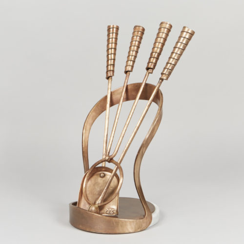 modern contemporary bronze fire tools
