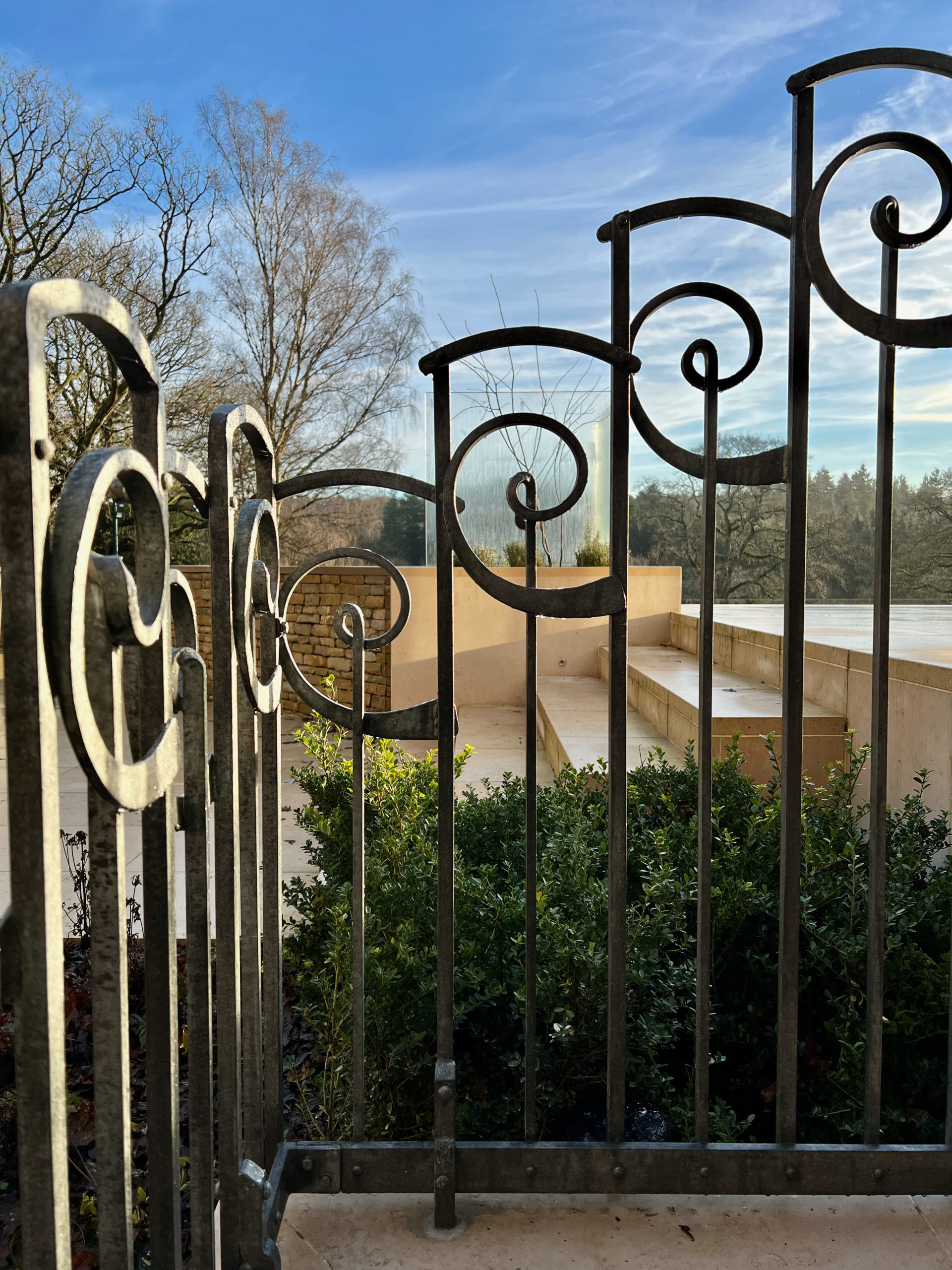 light well iron railing forged detail