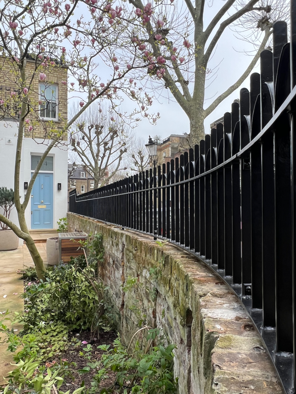 Curved iron railings in Primrose hill