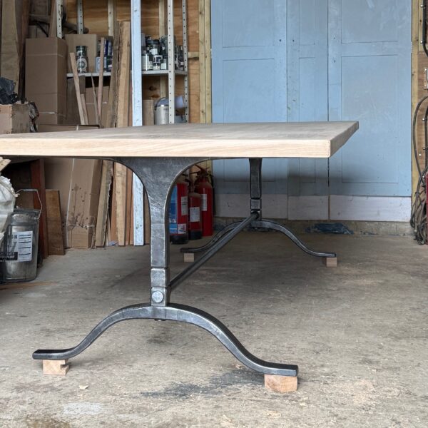 Forged Iron Wishbone table with English Oak top