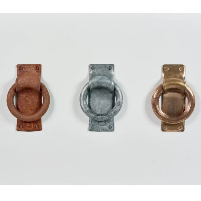 One door knocker, three finishes…… our effortlessly simple Ring Door knocker available from our website.
Bronze versions available order.  #doorknocker #doorfurniture #knocker #architectural #hardware #door  #metaldesign #blacksmithdesigner #iron #bronze #zinc